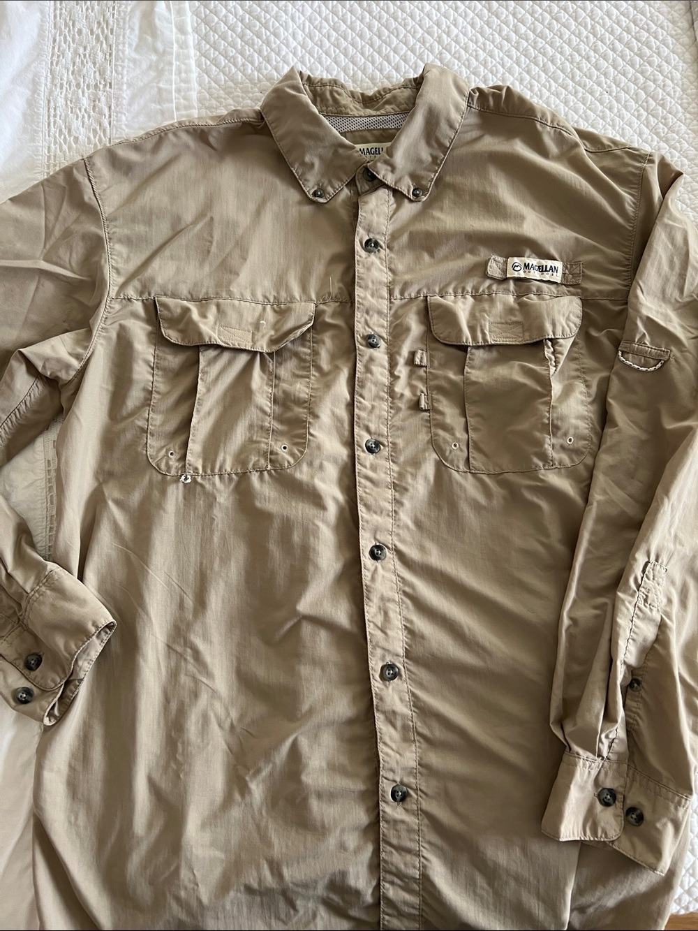 Magellan Tan Casual Button-Down Shirt